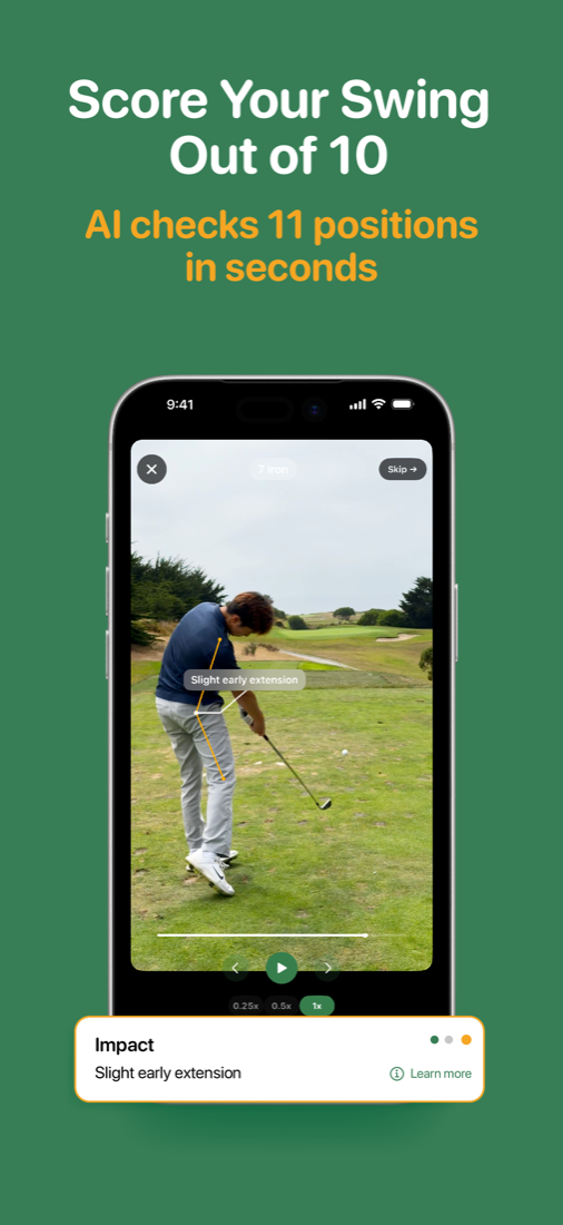 Score your swing out of 10 — AI checks 11 positions in seconds